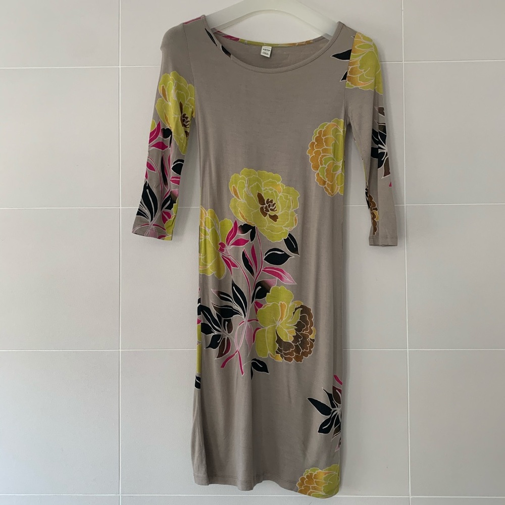 💫 Old Navy Taupe Floral Shirt Dress, Size XS